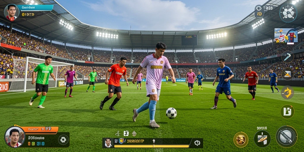 Tampilan gameplay 99RTP yang memukau dengan aksi sepak bola.