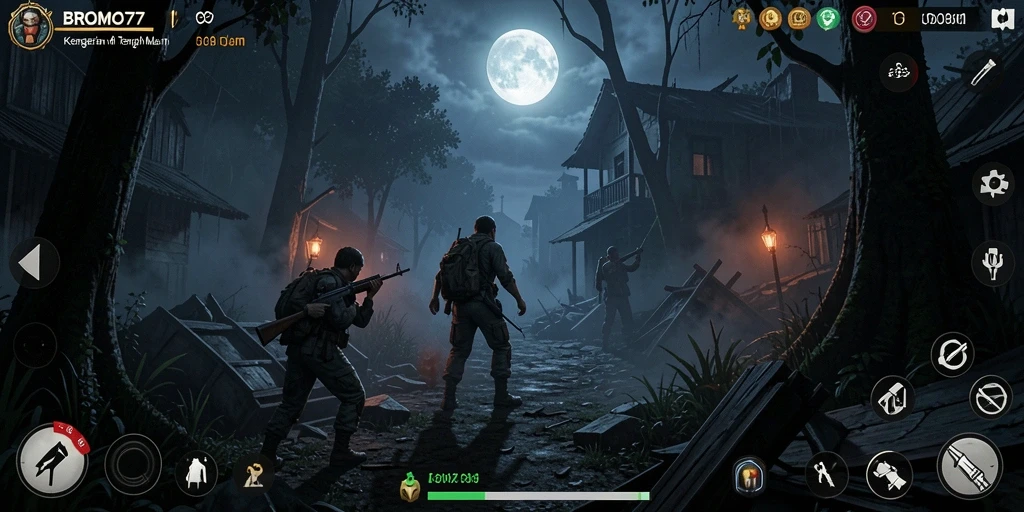 Tangkapan layar gameplay BROMO77 yang menampilkan suasana Horror.