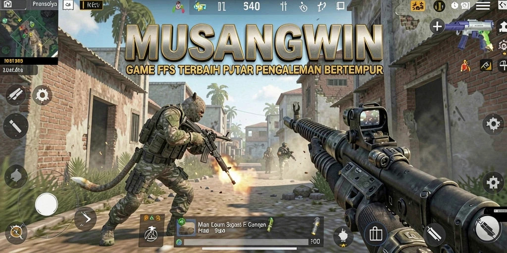 Tangkapan layar menunjukkan aksi menegangkan dalam MUSANGWIN gameplay FPS.