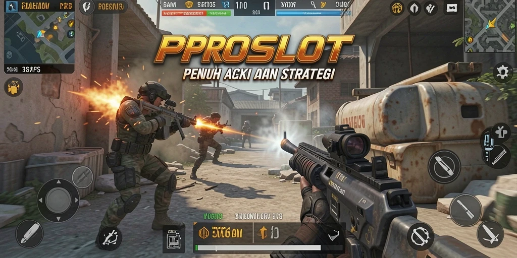 Tampilan gameplay PROSLOT dengan aksi tembak-menembak yang intens.